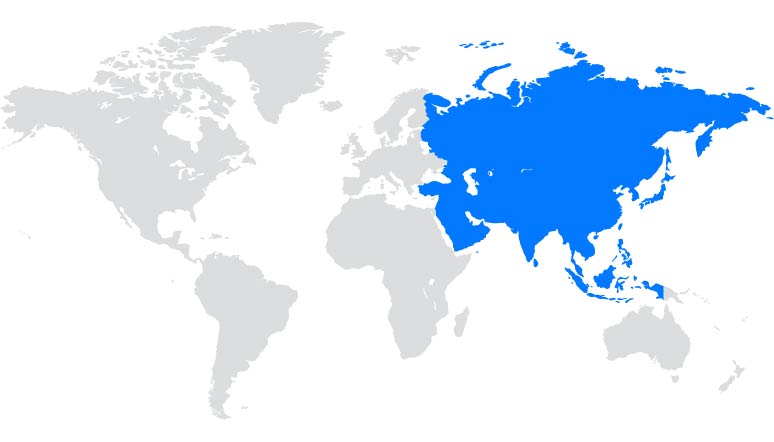 Asia region highlighted on map
