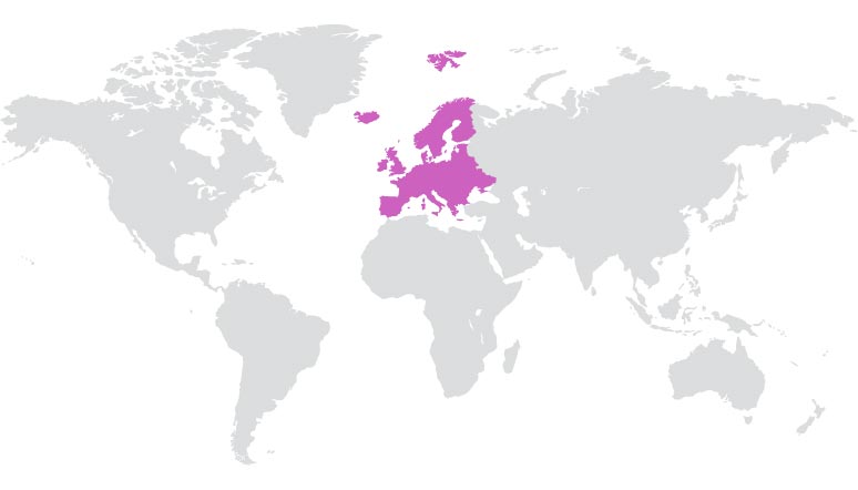 Europe region highlighted on map